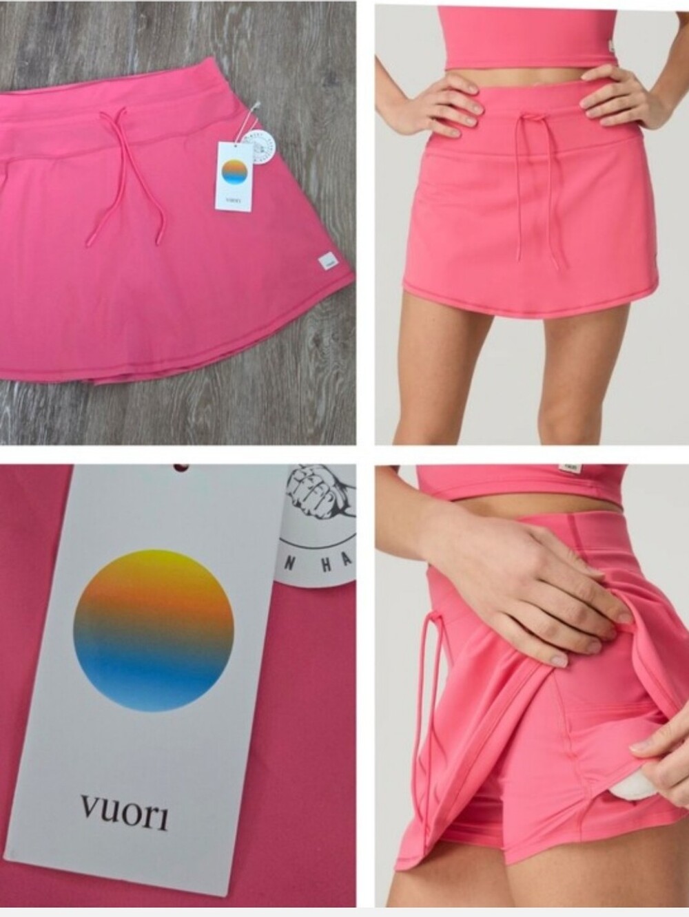 Vuori Daily Skirt Sunset Pink NWT Athletic Skort Tennis Prep Drawcord PRICE FIRM